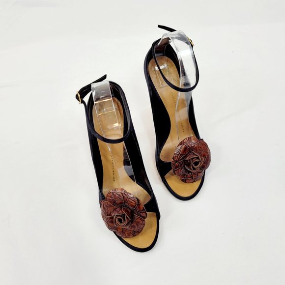 Guiseppe Zanotti Black and Gold Open Toe Stiletto - Picture 3 of 6